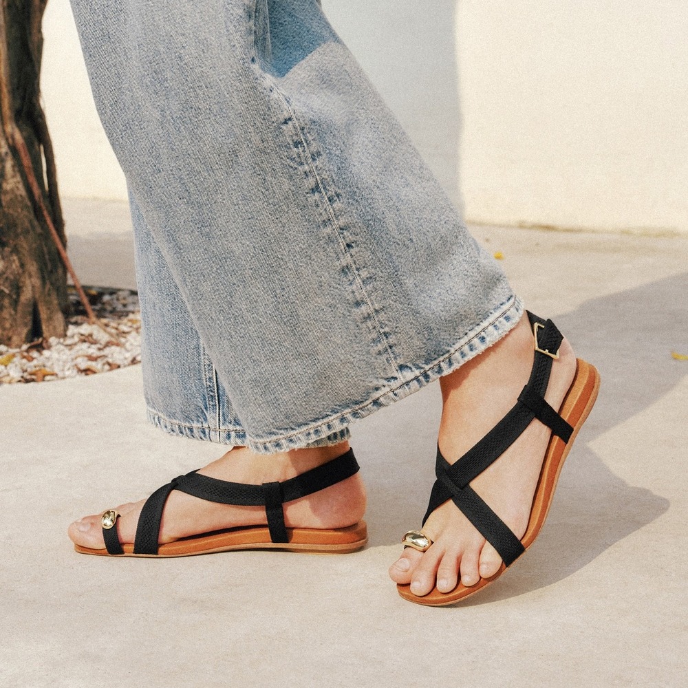 VIVAIA Derorice Black Antique Weave Toe Ring Sandals EU 40 US 9 NEW